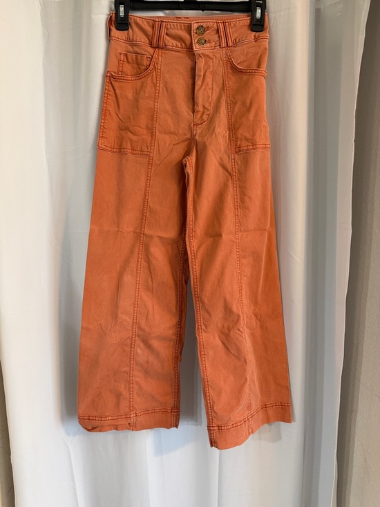 Pilcro Denim - Pilcro Anthropologie Wide Leg Crop Pants Orange Utility High Rise 25
